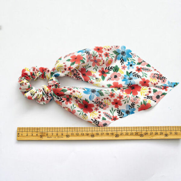 6 Women Floral Print Ponytail Scarf Elastic Scrunchies Long Ribbon Hair Rope Ring