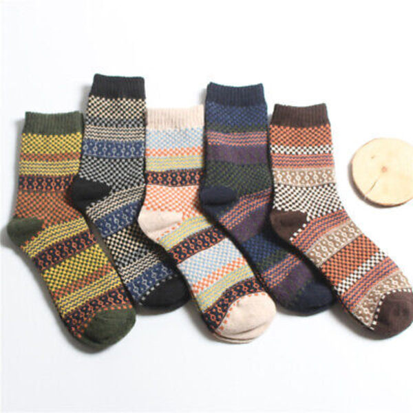 5 Pairs Womens Mens Casual Soft Winter Cashmere Keep Wa Wool Blend Socks Thickrm