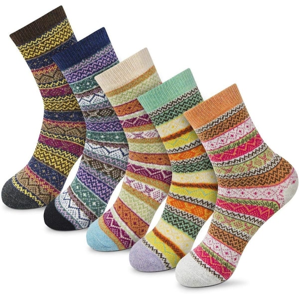 5PCS Socks Winter Gifts for Women Warm Thick Soft Wool Socks Christmas Gifts