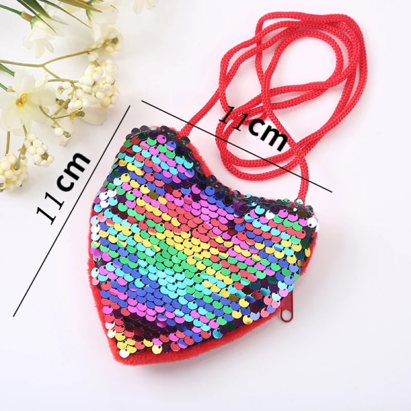 Creative Children's Sequin Coin Purse Little Girl Messenger Love Bag Girl Cute Shoulder Bag kindergarten Children's Coin Purse