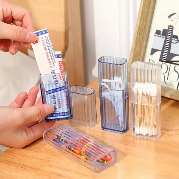 1Pc Portable Travel Transparent Storage Box Toothpick Cotton Swab Band-aid Mini Organizer Classification Finishing Box Container