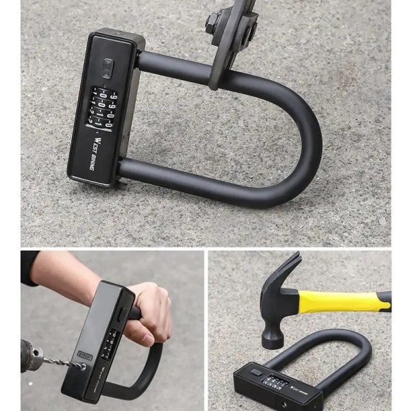 Bike U Lock Security Bicycle Combination U Lock With 2 Keys Safety Resettable 4 Digit Lock For Scooter Universal Heavy Duty