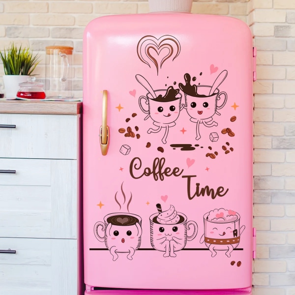 Creative Coffee Cup Wall Stickers Removable Vinyl PVC Living Room Kitchen Stain Resistant Home Decor Wall Stickers