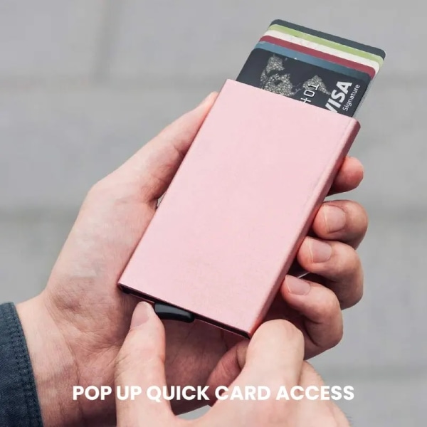 Slim Pop Up Wallet Minimalist Credit Card Holder For Men Women RFID Blocking Mini Metal Case