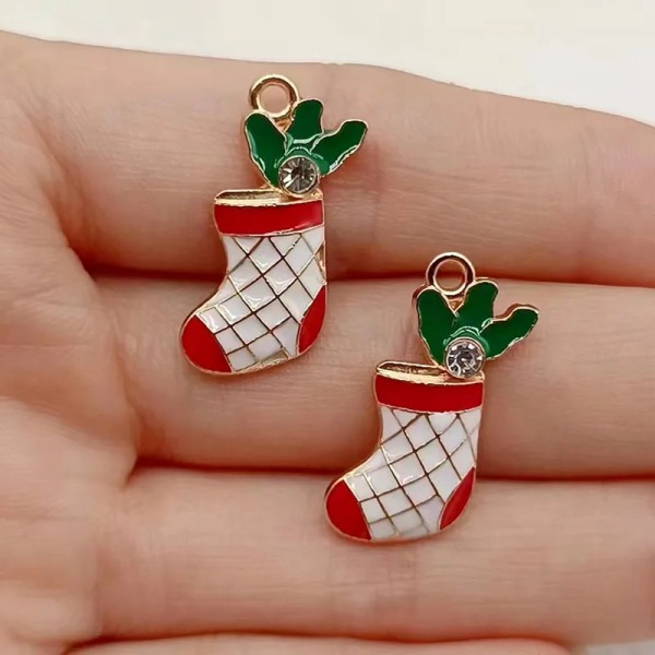 10pcs New Mixed Colorful Christmas Series Enamel Charms Small Pendant Xmas Gifts DIY Handmade Jewelry Making Finding