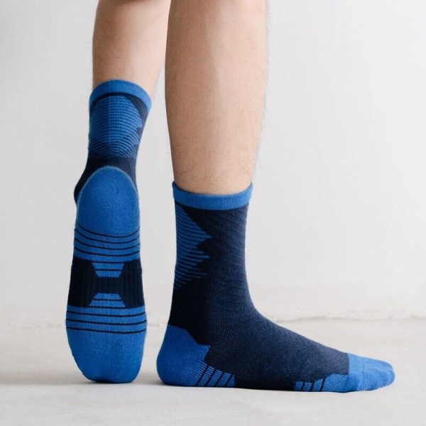 5 Pairs Men's Durable Color Contract Non-slip Running Sports Medium Socks