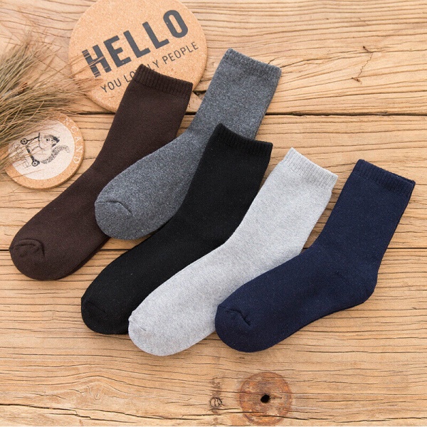 5 Pairs Men's Wool Towels Socks Thick Cotton Plush Terry Warm Medium Socks
