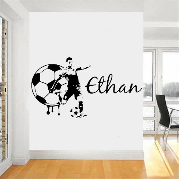 Football Custom Name Large Soccer wall art decal vinyl sticker For teen boy kids bedroom decor Sport Wall Mural Home Decor 2961
