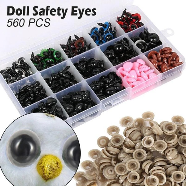560PCS Eyeball Doll Accessories Black Plastic Plush Safety Eyes Amigurumi For Toys 6mm 8mm 12mm DIY Funny Toy Eyes Animal Gifts