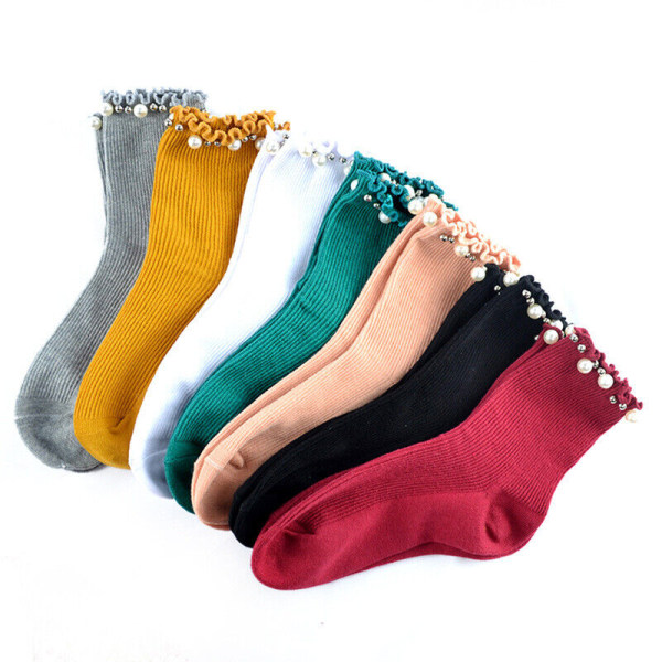 5 Pairs of women's solid color warm chunky preppy fashion stockings