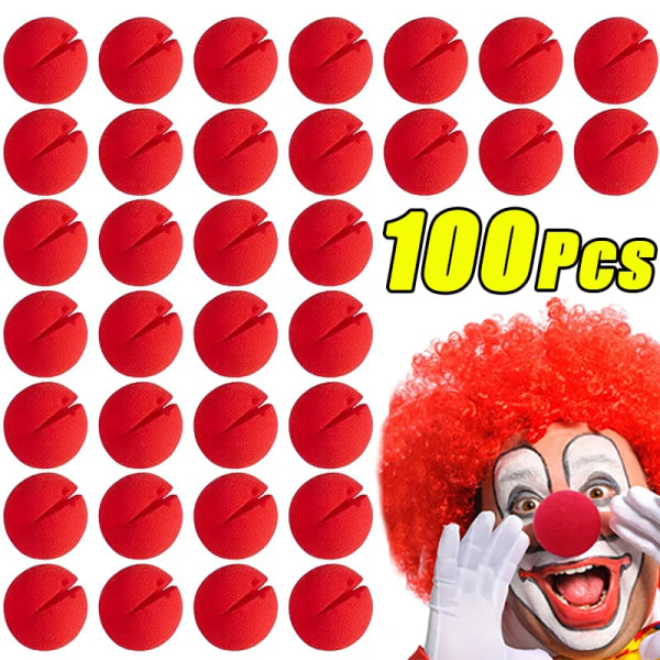 100Pcs Red Ball Clown Noses Foam Sponge Cosplay Noses DIY Festival Props For Home Halloween Christmas Party Decors Supplies