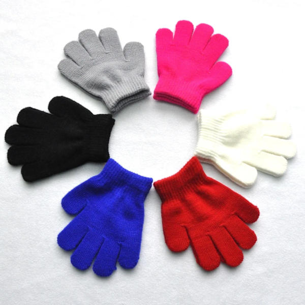 Children Knitted Gloves Winter Kids Kindergarten Student Solid Furry Full Finger Mittens Writing Warmer Hand For 3-7 Years Old