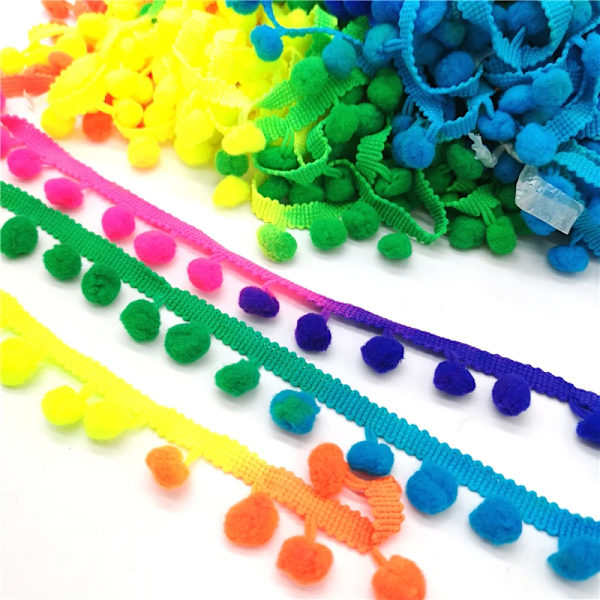 2 yards Pom Pom Lace Trim Ball Ribbon MINI Pearl Pompom Fringe Ribbon Sewing Lace Kintted Fabric Handmade DIY Craft Accessories