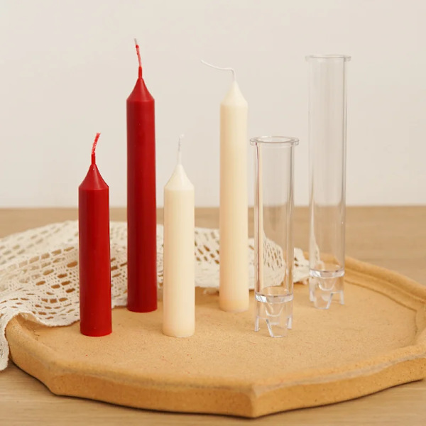 2.2cm Diameter Pointed Cylindrical Long Rod Candle Mold Acrylic Plastic Molds Handmade Candle Making Tool Durable PC Material