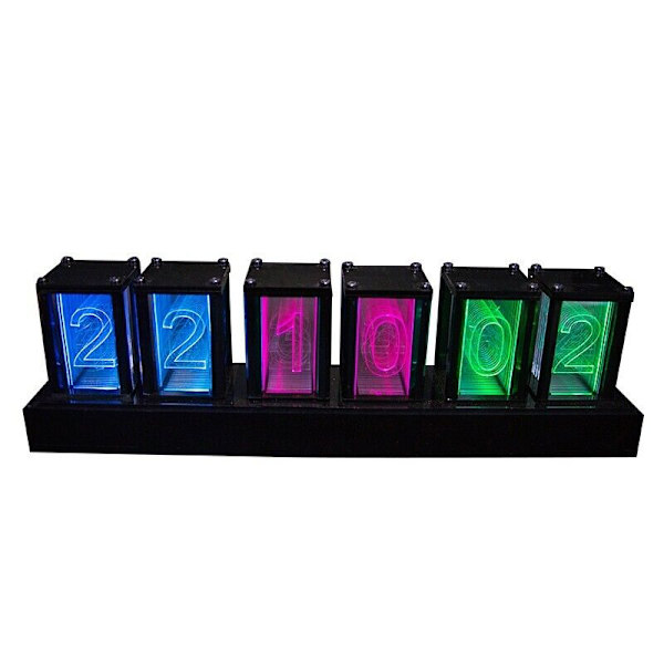 RGB Pseudo Glow Tube Clock Acrylic LED Digital Clock Unassembled Desktop Gadget-