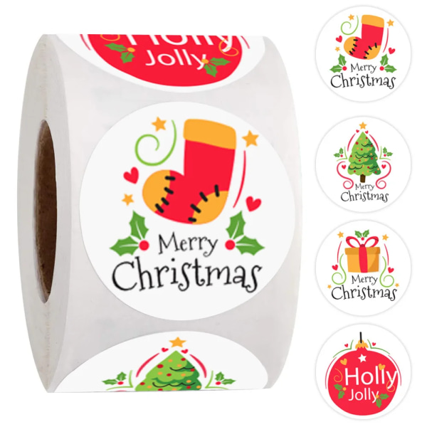 100-500pcs Merry Christmas Stickers Round stickers Christmas Tag for Envelope Sealing Gift Decor Shop Product Packaging Stickers