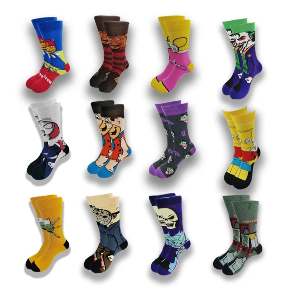 Street Style Hiphop Personalized Novelty Horror Sock Men Weird Comic Style Men Socks Funny Autumn Winter Cotton Cartoon Socks