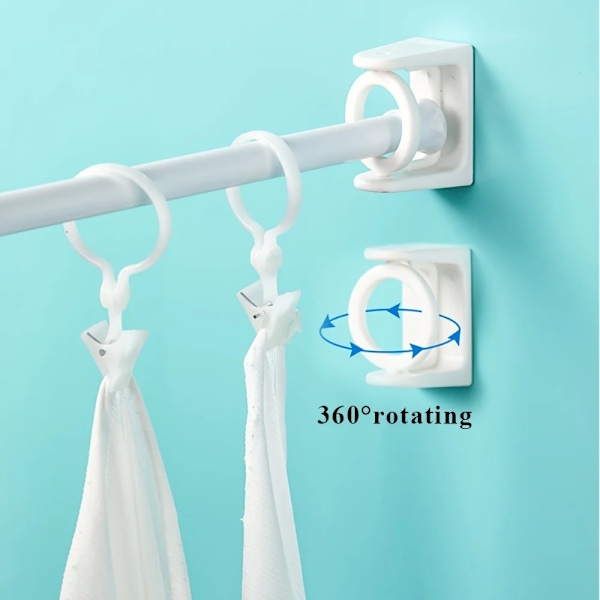 10pcs Curtain Rod Holder Clamp Hooks Adjustable Self Adhesive Clothes Rail Bracket 360 Rotation Home Kitchen Accessories