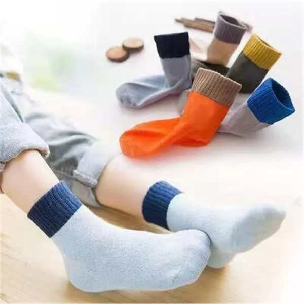 5 Pairs/lot Winter Cotton Thicken Children's Socks Baby Kids Warm Tube Socks Toddler Boys Girls Solid Floor Stripes Socks