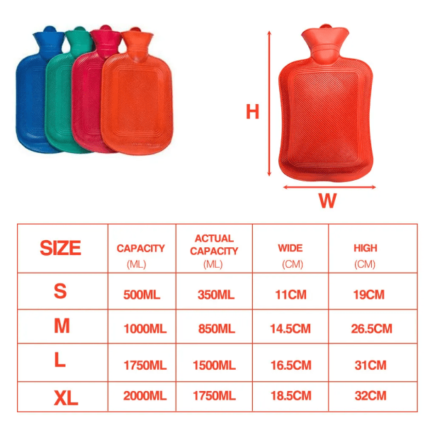 1PCS 500-2000ML Rubber Water Injection Hot-Water Bags Thick Hot Water Bottle Anti-Explosion Warm Water Bag for Hand Feet Warmer