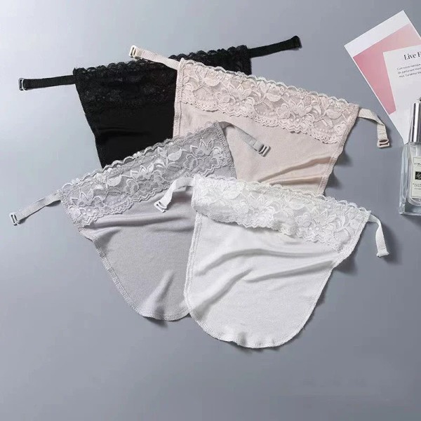 New Silk Tube Bra With Elastic Band Women Easy Clip-on Lace Solid Color Mock Camisole Insert Wrapped Chest Tube Tops Fake Collar