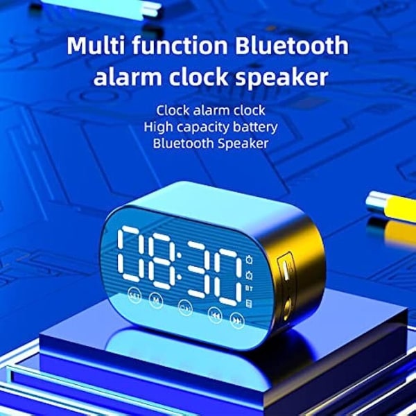 Digital Bluetooth Double Radio Alarm Clock Speaker for Office,Bedroom