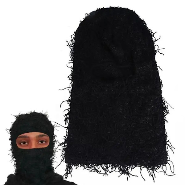 Distressed Knitted Full Face Ski Mask Shiesty Mask Camouflage Fleece Fuzzy Ski Lightweight Keeping Warm Comfortable Winter Hat