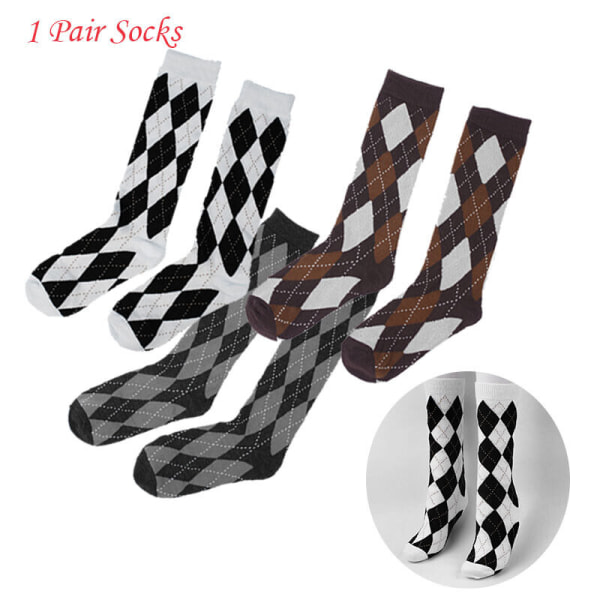 Men Women Plaid Stretchy Stocking Elastic Breathable Calf Socks Winter Warmer