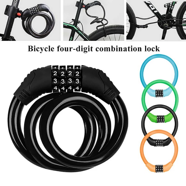 1.05/1.8m  Safety 4 Digit Password Lock Anti-Theft Combination Number Mountain Bike Chain Locks  For Outdoor Equipment