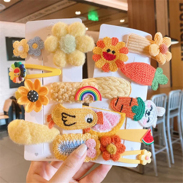 1Set Flowers bow Hairpins Girls Cute Cartoon Hair Accessories Sweet Hair Clips Kids Headbands Barrettes Ornament Gift