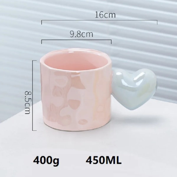 Creative Hand Drawn Love Heart Cup Cute Round Handle Cup Colorful Polka Dot Cup Student Water Cup Mug Mug Coffee Mug Ins