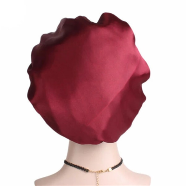 Women Sleeping Caps Bathroom Satin Solid Color Stretch Bonnets Hair Hat for Daily Use and Beauty