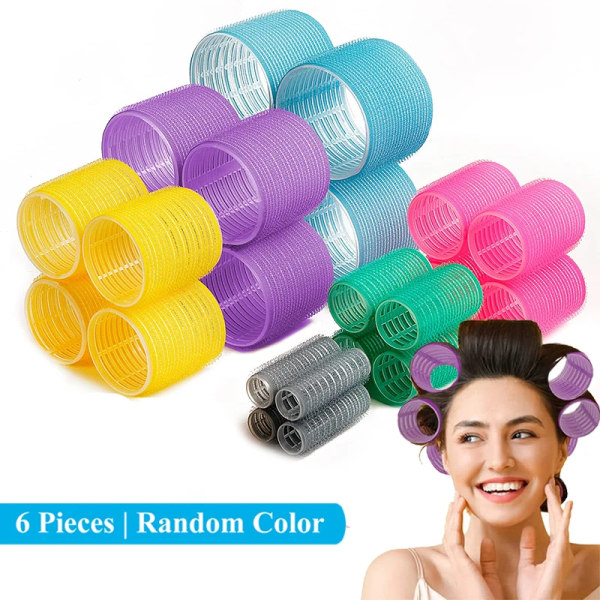 6Pcs Hair Volume Curlers No Heat Self-Grip Hair Holding Rollers Heatless Curls Modeler Salon Hairdressing Curly Hairstyle Tools
