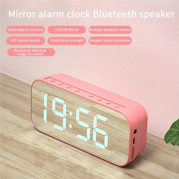 Digital Alarm Clock Electric Times Displaying Devices Rechargeable Multifunctional Tabletop Clocks Time Display Device pink