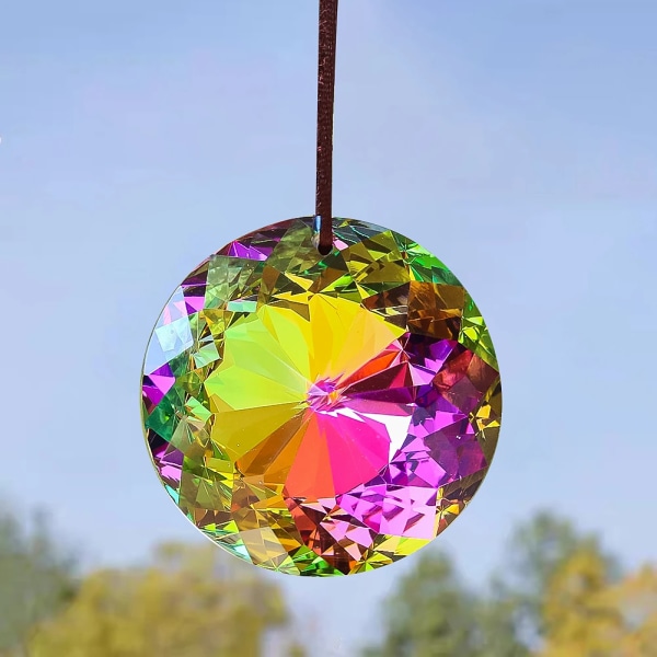 45MM Streamer Rainbow Faceted Prism Glass Mandala Lotus Sunflowers Crystal Aurora Sun Catcher Dangle Chandelier Curtain Hanging