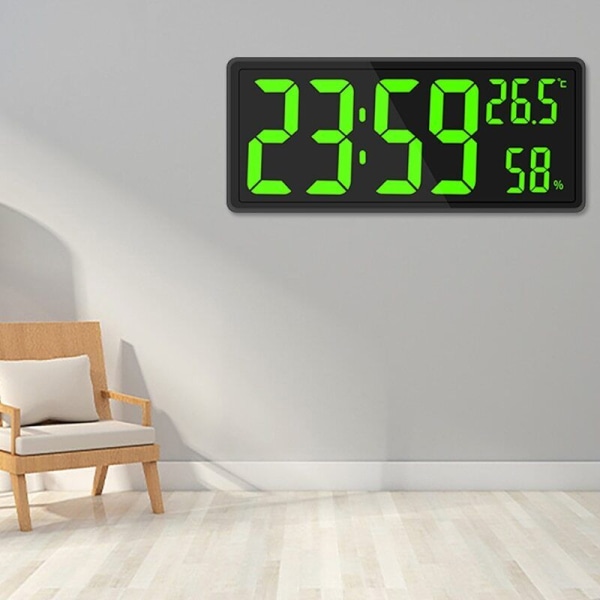 Home LED Digital Alarm Clock Wall Hanging Large Screen Auto Brightness