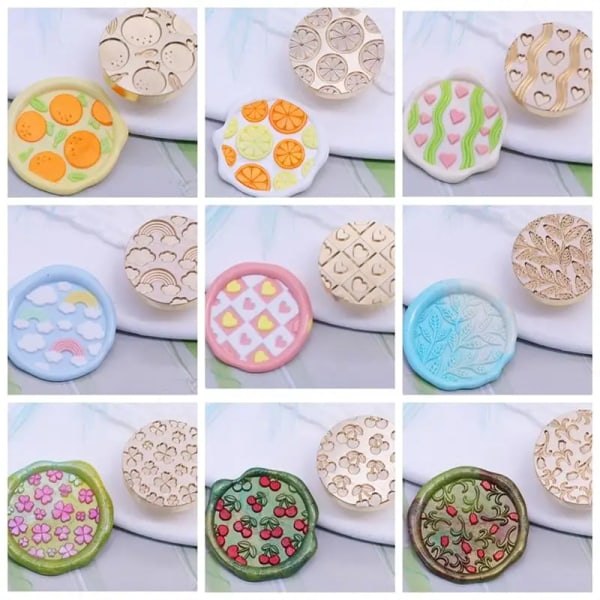 Creative Stamp Head Copper Lacquer Seal Colorful Fruit Plants World Candy Series DIY Wax Seal Wedding Party Gifts Decorative
