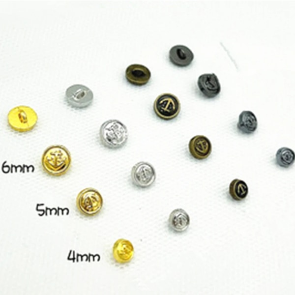 30Pcs Mini Buttons 4/5/6mm Metal Doll Clothes Round Buckles Button for Small Handmade Garment Sewing DIY Craft Needlework