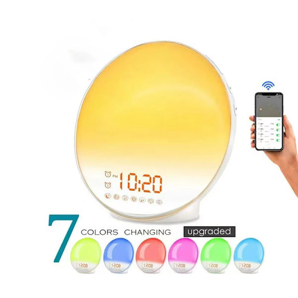 USB  LED Smart Alarm Clock Light FM Radio Multifunctional Wake-up Lamp Colorful Sleep Aid Night Light Room Decoration  Gift
