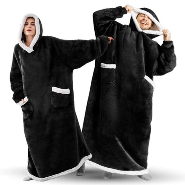 Fleece Wearable TV Blanket with Sleeves Front Pocket Robe Warn Soft Blanket Gift