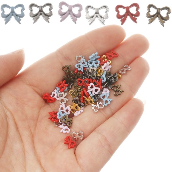 20Pcs 5/7mm Metal Mini Bow-knot Buckles Decor Buttons for DIY Doll Clothes Decoration Buckles Doll Bag Clothing Sewing Supplies
