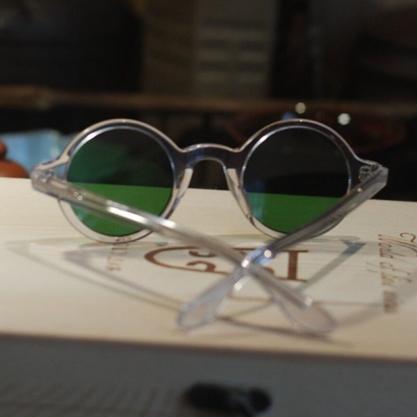 Round green Johnny Depp sunglasses retro mens crystal frame round  green lens