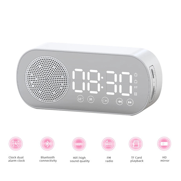 Multifunctional Wireless Bluetooth Speaker Clock Dual Alarm Support TF Card FM Radio Soundbar HIFI Music Box Soundbar