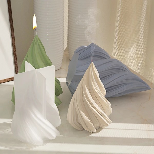 3D Roman Pillar Swirl Candle Silicone Molds Handmade Taper Candle Making Wax Mold Abstract Art Craft Plaster Ornament Home Decor