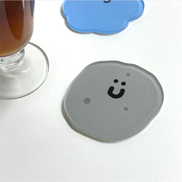 Cute  Cartoon Face Coaster Acrylic Coaster Simple Waterproof Pad High Temperature Bowl Pad Desktop Decor Table Mat
