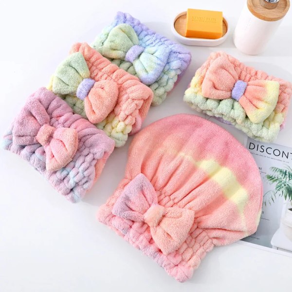 Microfiber Hair Towel Wrap for Women Stripe Absorbent Quick Dry Hair Turban for Drying Curly Long Thick Hair Hat Wrapped Towel