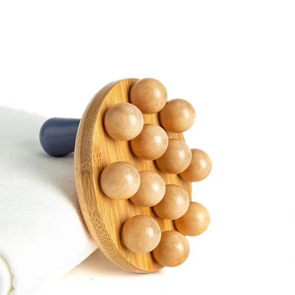12 Beads Handheld Gua Sha Massage Brush Natural Wood Waist Leg Body Meridian Scraping SPA Relaxation Cellulite Reduction Tool