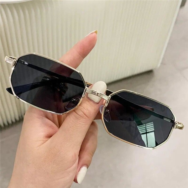 Narrow Men's Sunglasses Fashion Rectangle Women Metal Luxury Brand Sun Glasses 2