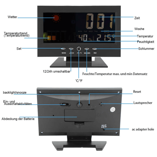 Digital LCD Alarm Clock Alarm Table Clock Radio Alarm Clock Temperature Display Calendar Clocks-