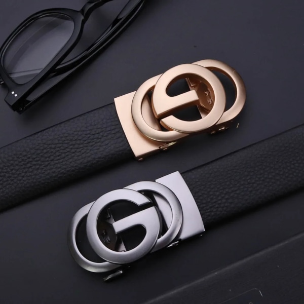 New Genuine Men's Business Genuine Leather Belt Automatic Buckle Trouser Belt Casual Versatile Fashion High End Trouser G Belt